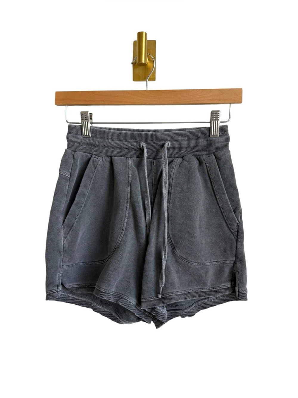 L Space Gray Cotton Drawstring Sweat Shorts Lounge Pocket Casual Size S